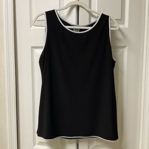 Anne Klein Black with White piping sleeveless top.